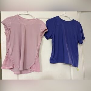 2 Lululemon Women's Short Sleeve Tops in Pink and Purple Size 6